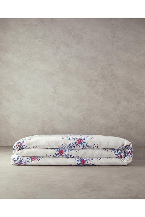 Floral Slice Tek Kişilik Pike Koyu Mavi