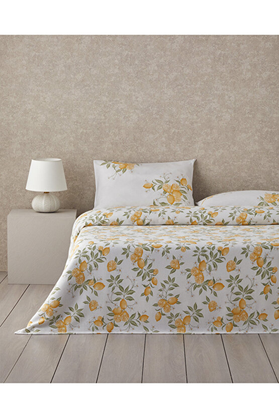 Amalfi Breeze Baskılı Çift Kişilik Pike Takımı 200x220 cm Sarı