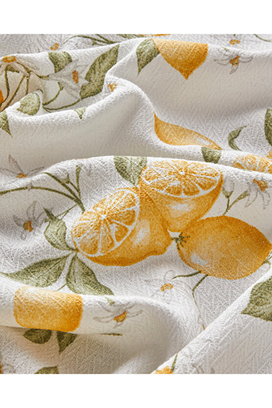 Amalfi Breeze Baskılı Çift Kişilik Pike Takımı 200x220 cm Sarı