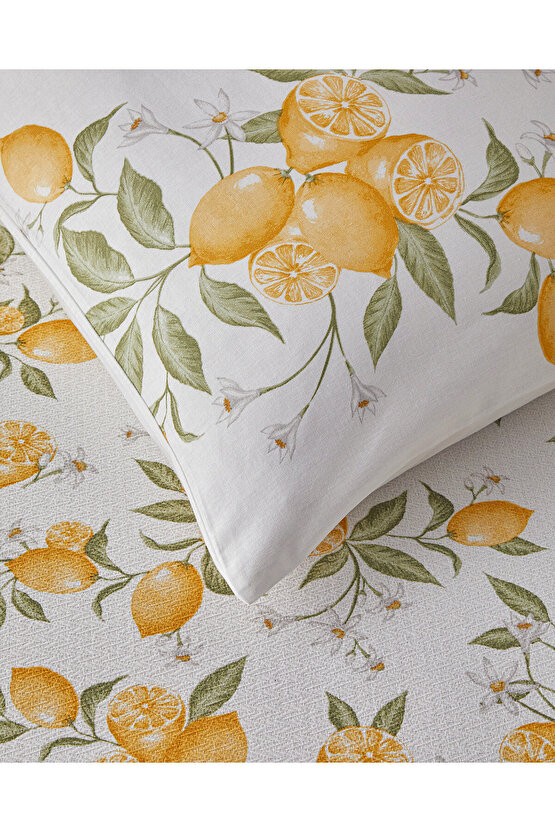 Amalfi Breeze Baskılı Tek Kişilik Pike Takımı 150x220 cm Sarı