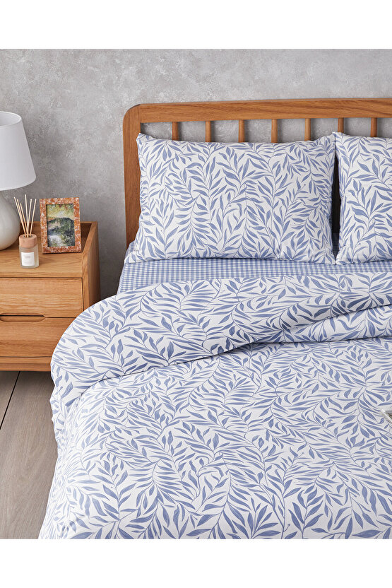Leaf Dream Kolay Ütülenir Tek Kişilik Nevresim Takımı 160x220 cm Mavi