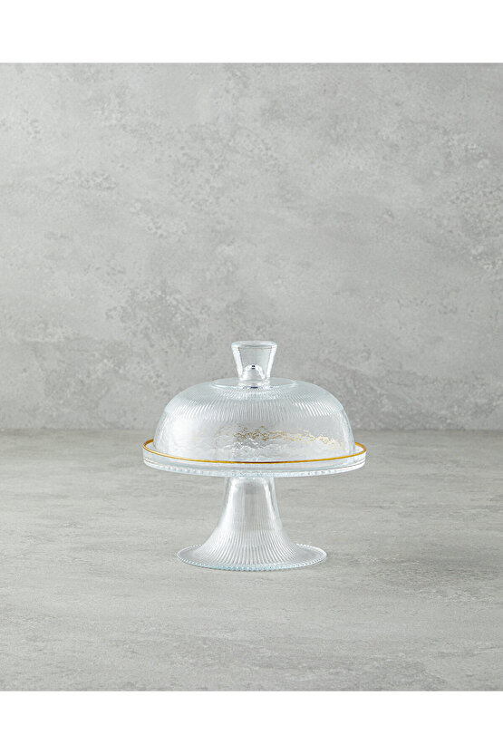 Glimmer Cam Ayaklı Sunumluk 16 cm Şeffaf-Gold