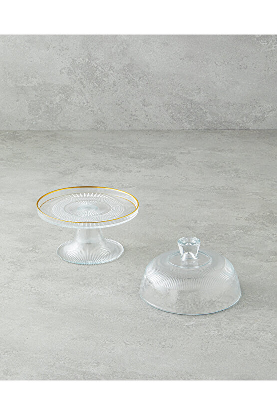 Glimmer Cam Ayaklı Sunumluk 16 cm Şeffaf-Gold