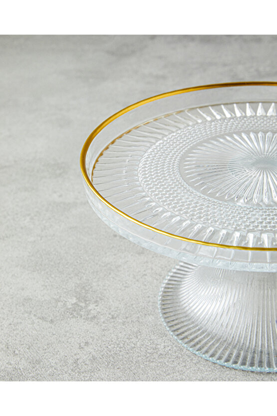 Glimmer Cam Ayaklı Sunumluk 16 cm Şeffaf-Gold