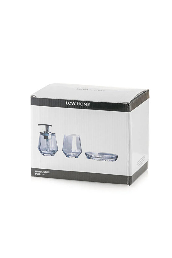 LCW HOME Renksiz 3 Parça Cam Banyo Seti