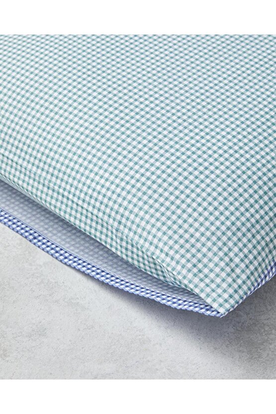 Petit Check Pamuklu 2li Yastık Kılıfı 50x70 cm Yeşil-Mavi