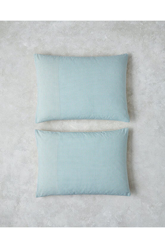 Petit Check Pamuklu 2li Yastık Kılıfı 50x70 cm Sarı-Yeşil