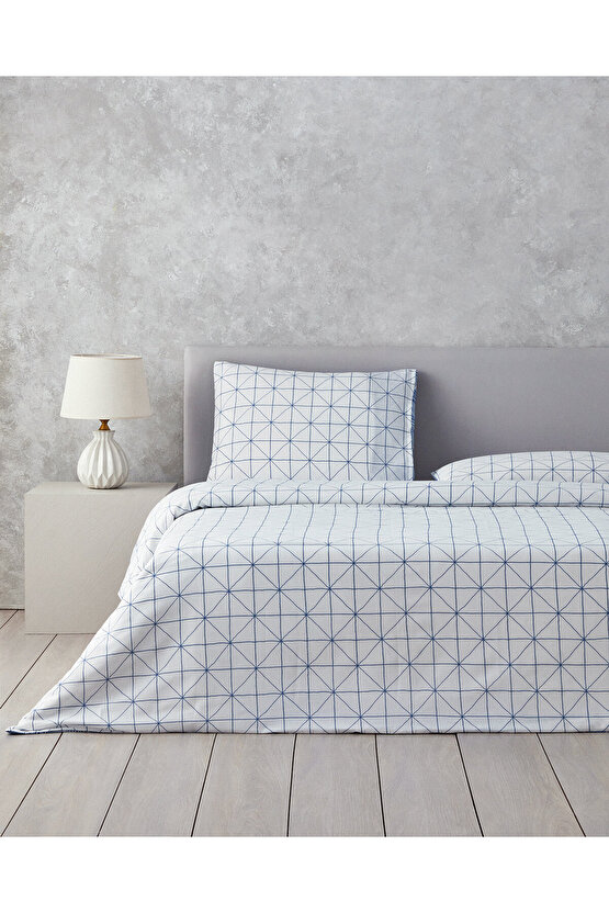 Modern Diamond Çift Kişilik Nevresim Seti Mavi