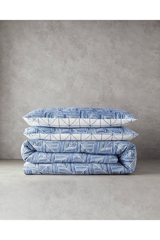 Modern Diamond Çift Kişilik Nevresim Seti Mavi