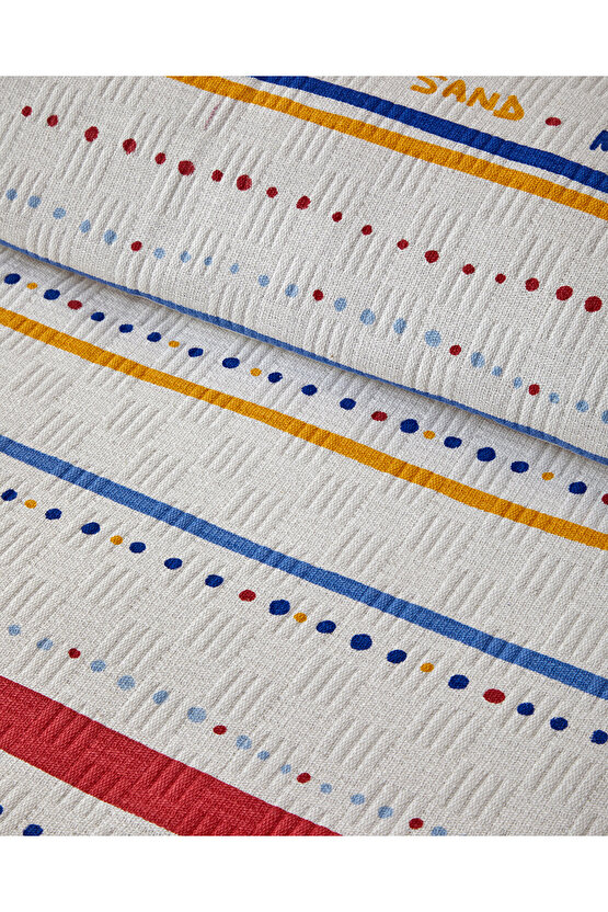 Coastal Stripe Çift Kişilik Pike Kırmızı