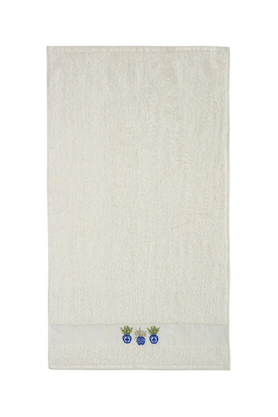 LCW Ekru Nakışlı Pamuklu Yüz Havlusu 50x80 Cm