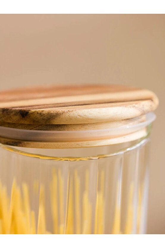 LCW HOME Renksiz Ahşap Kapaklı Cam Saklama Kabı 11 Cm