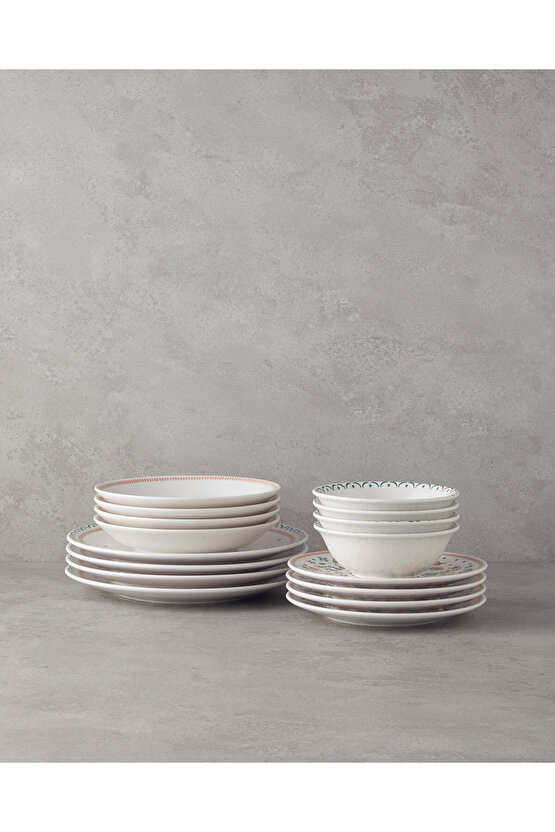 Enola Seramik Yemek Takımı 16 Parça 4 Kişilik Yeşil