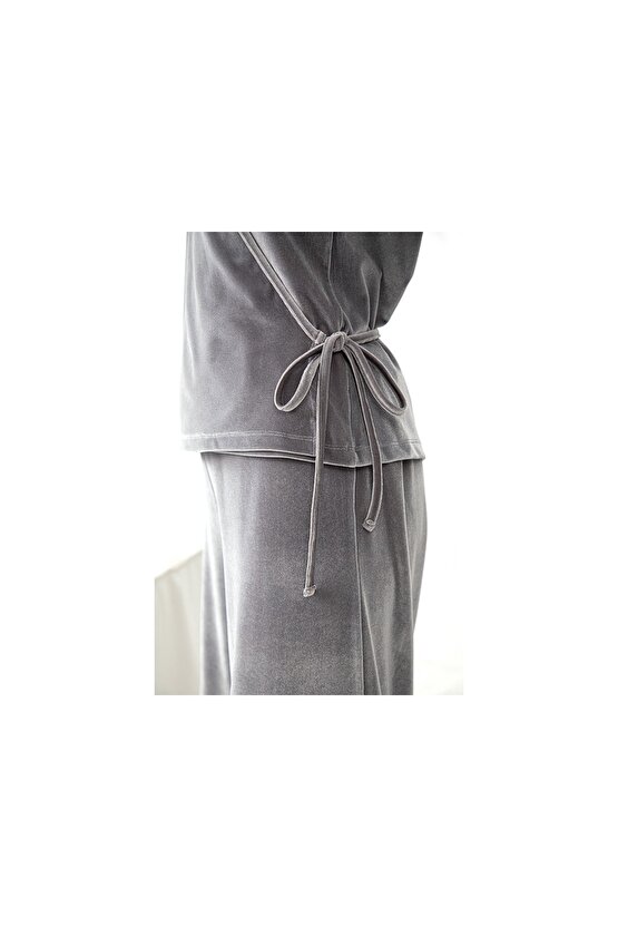 Velvet Touch Kadife Kadın Pijama Takımı Gri