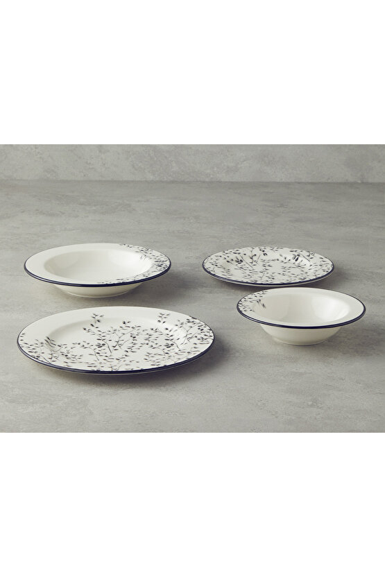 Mystic Porselen 24 Parça 6 Kişilik Yemek Takımı Siyah