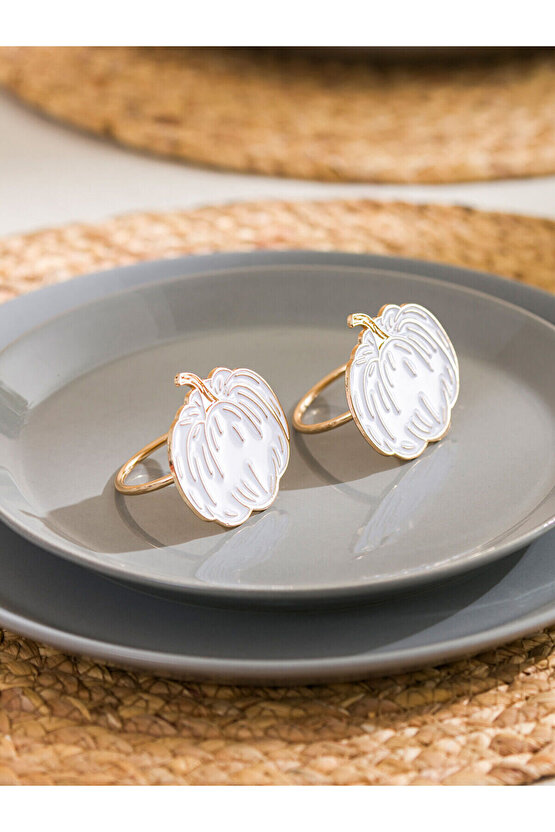 LCW HOME Ekru Bal Kabağı Baskılı Peçete Yüzüğü 2li