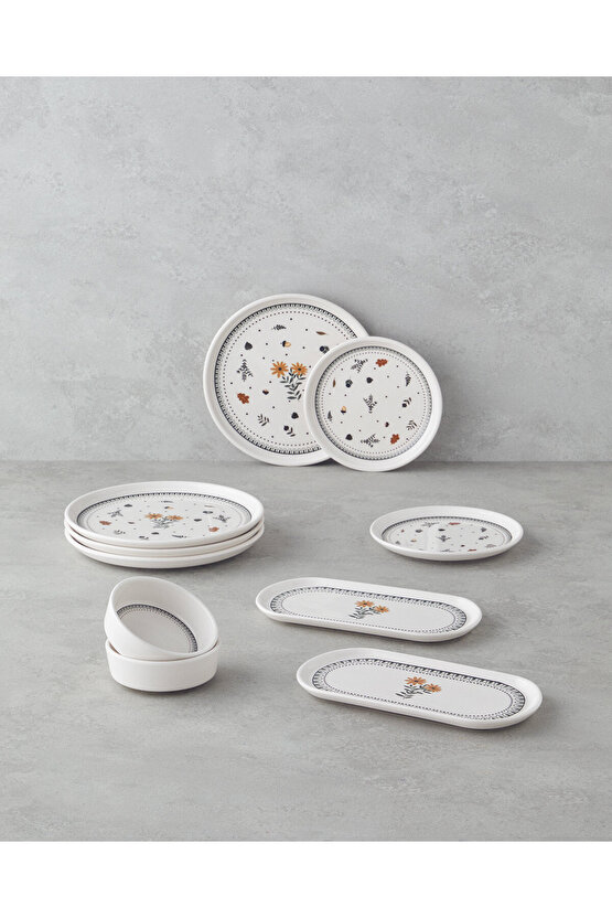Autumn Seramik Kahvaltı Takımı 10 parça 4 kişilik Renkli