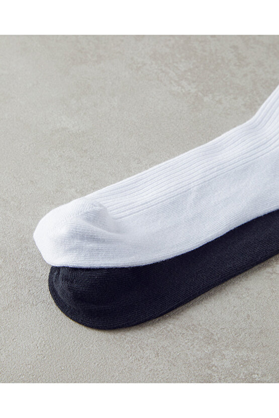 Meri Kadın 2li Soket Çorap Siyah - Beyaz