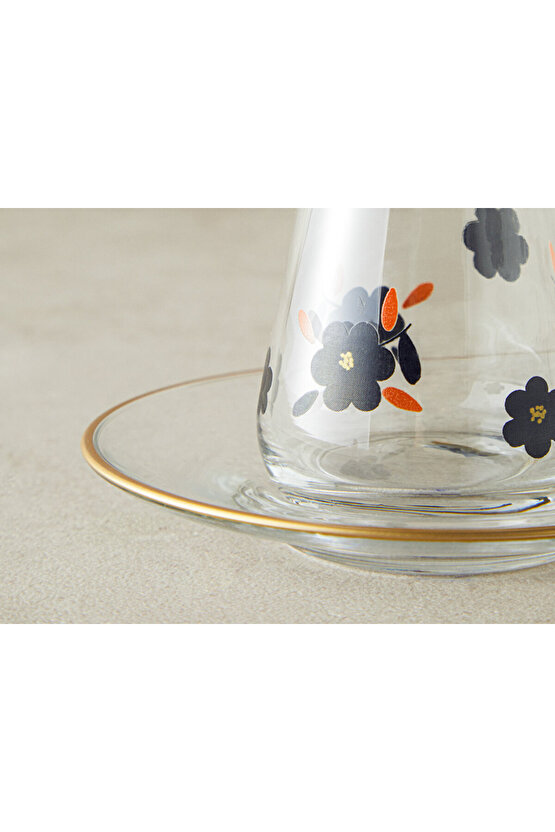 Boheme Cam 12 Parça 6 Kişilik Çay Seti Siyah