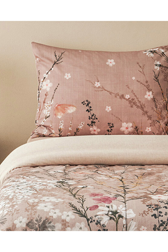 Sweet Spring Dijital Baskılı Soft Cotton Çift Kişilik Çarşaflı Nevresim Takımı 200x220 cm Gül Kurusu