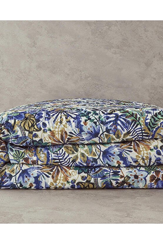 Floral Charm Çift Taraflı King Size Çok Amaçlı Örtü Mavi