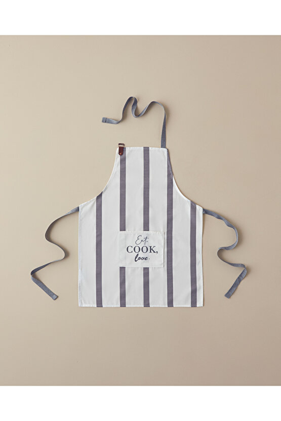 Cookery Pamuk Polyester Mutfak Önlüğü 70x55 Cm Beyaz - Gri