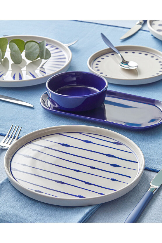 Cosmos Seramik Kahvaltı Takımı 14 parça 6 kişilik Lacivert