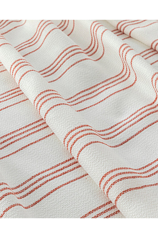 Fine Lines Ipliği Boyalı Viskon Çift Kişilik Pike Mercan