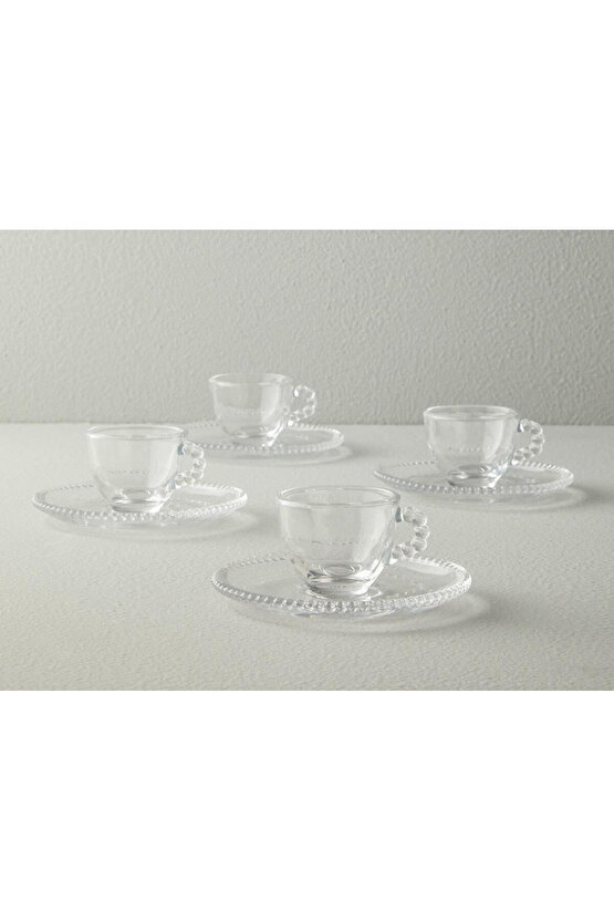 Balloon Cam 8 Parça 4 Kişilik Kahve Fincan Takımı Şeffaf