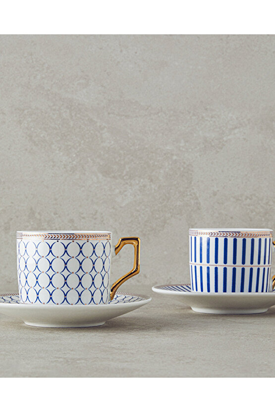 Rabecca New Bone China Kahve Fincan Takımı 4 Parça 2 Kişilik Lacivert