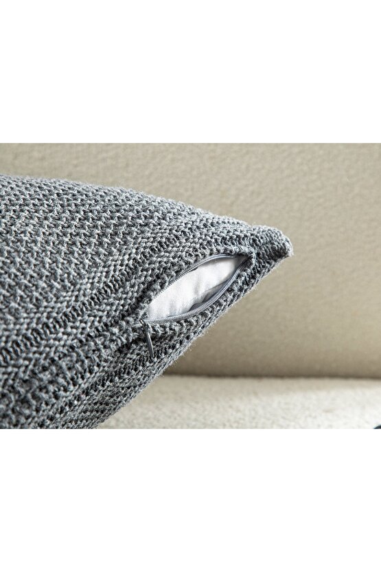 Lerca Triko Kırlent Kılıfı 40x40 Cm Antrasit