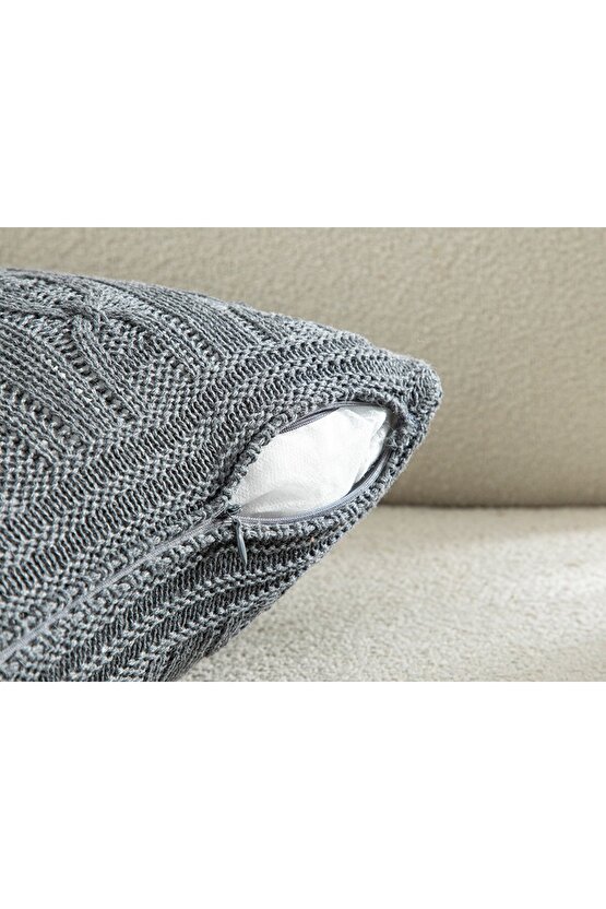 North Pole Triko Kırlent Kılıfı 40x40 cm Antrasit