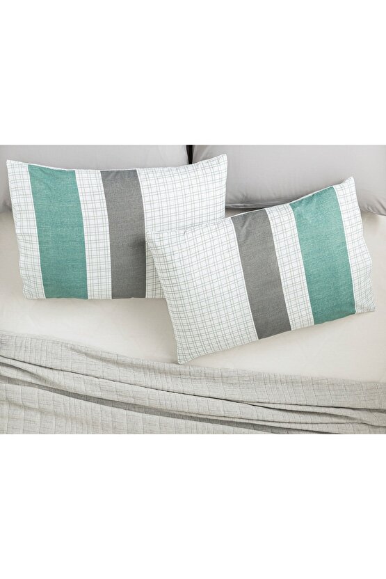 Bold Line Kolay Ütülenir 2li Yastık Kılıfı 50x70 Cm Yeşil