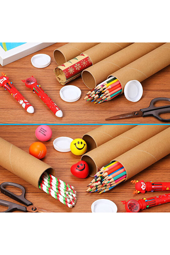 5li Postüp Kapaklı Silindir Kutu Karton Rulo Gönderi Poster Afiş Harita Tüpü 5 Adet 5 Cm X 45 Cm