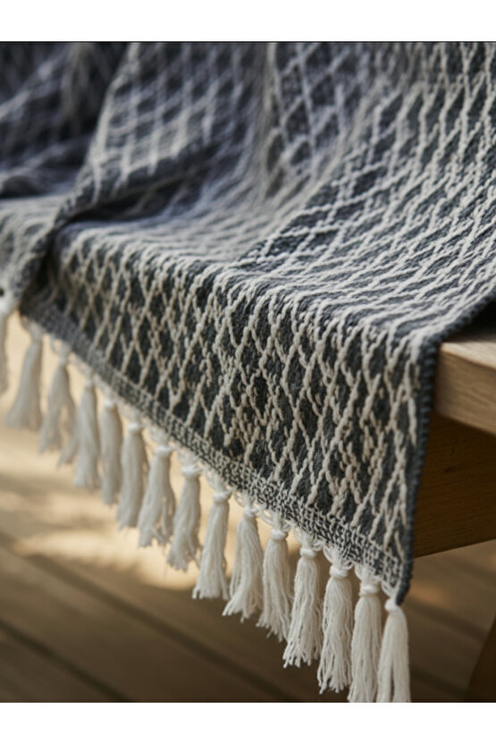 Çok Amaçlı Örtü Koltuk Çekyat Kilim Yatak Piknik Örtüsü Zemin Kaplama Yıkanabilir Saçaklı 170x200 CM