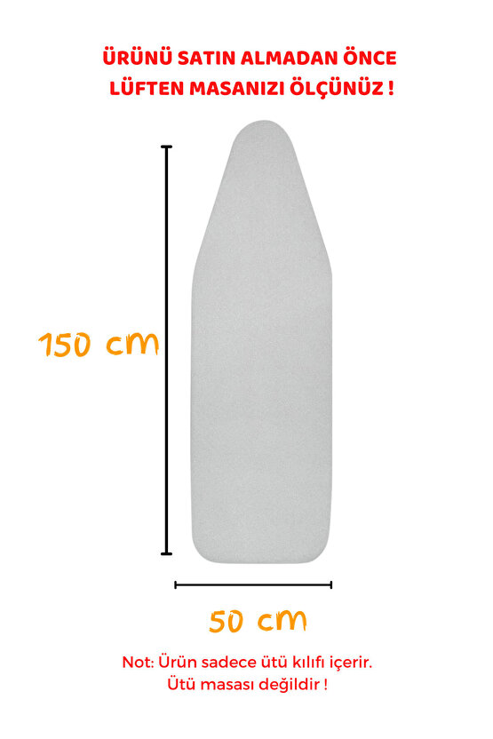 Ütü Masası Kılıfı Yanmaz Lastikli Süngerli Ütü Masası Örtüsü Ayarlanabilir Ütü Masası Bezi 50x150 CM
