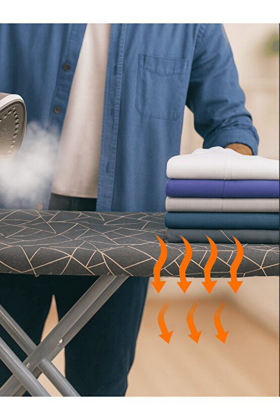 Ütü Masası Kılıfı Yanmaz İpli Süngerli Ütü Masası Örtüsü Ayarlanabilir Ütü Masası Bezi 50x150 CM