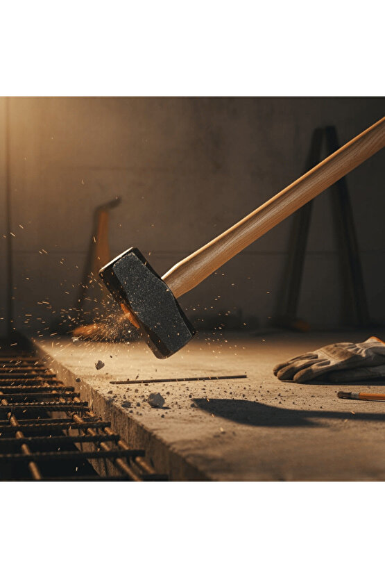 3kg Balyoz Başlığı Çelik Uçlu Yassı Çift Taraflı Kullanım Profesyonel Yıkım İnşaat Şantiye Sanayi