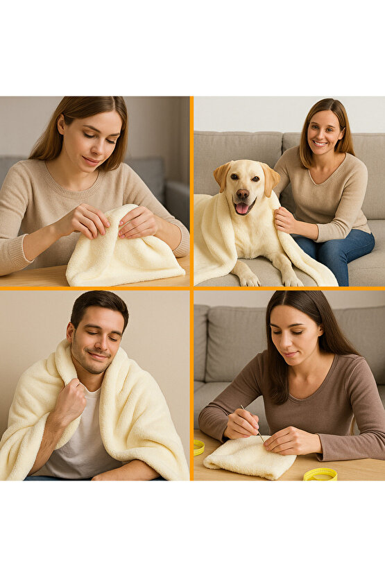 Welsoft Peluş Kumaş Çift Taraflı Yıkanabilir Kesilebilir Koltuk Battaniye Yastık Kaplaması 180x100