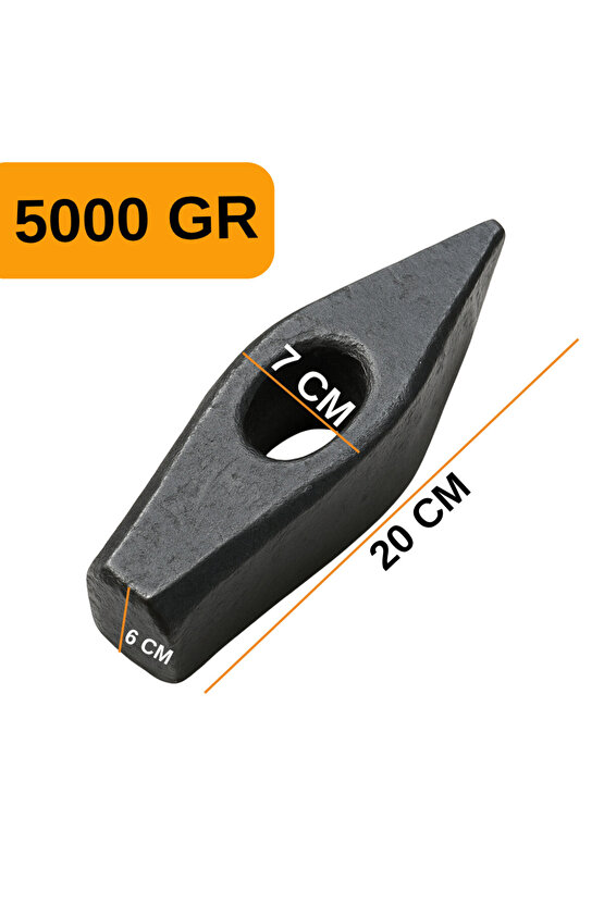 5kg Balyoz Başlığı Çelik Uçlu Sivri Yassı Çift Taraflı Profesyonel Yıkım İnşaat Şantiye Sanayi