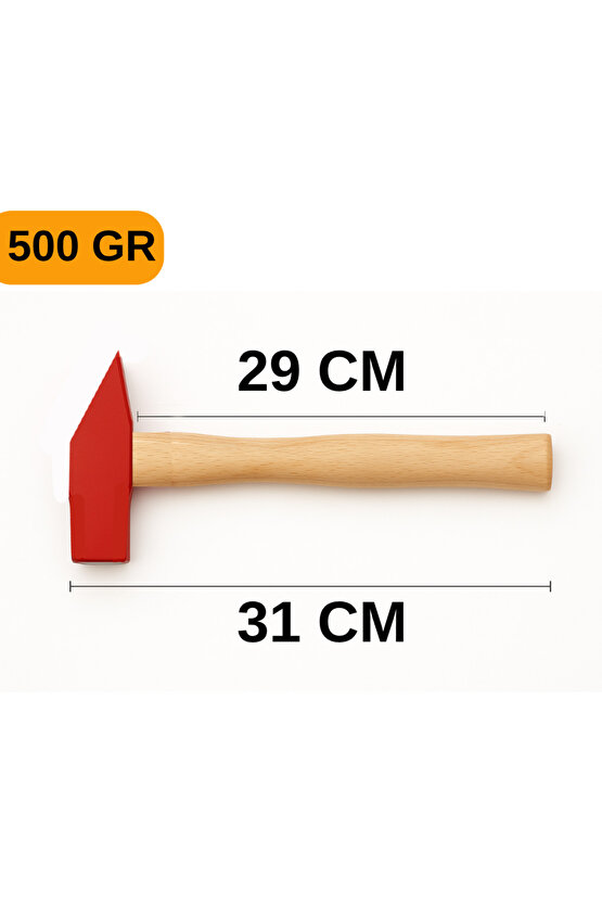 500gr Profesyonel Ahşap Saplı Çift Taraf Çekiç 11cm Çelik Baş Ergonomik Çakma İnce İşçilik Dayanıklı