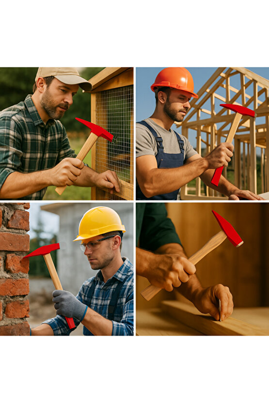 500gr Profesyonel Ahşap Saplı Çift Taraf Çekiç 11cm Çelik Baş Ergonomik Çakma İnce İşçilik Dayanıklı