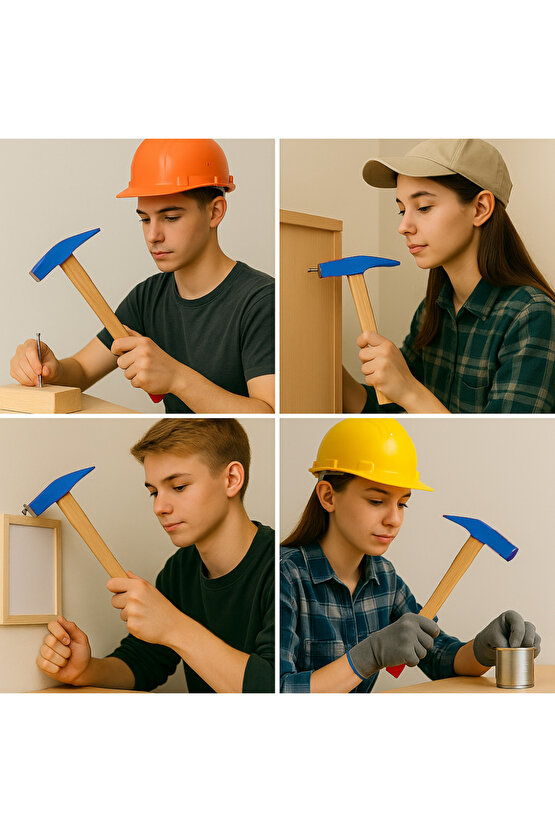 200gr Profesyonel Ahşap Saplı Çift Taraf Çekiç 9 cm Çelik Baş Ergonomik Çakma İnce İşçilik Dayanıklı