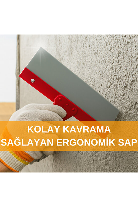 30CM Raspa Zemin Duvar Yer Tavan Köşe Büyük Spatula Profesyonel Kullanım Rahat Ispartula Kırmızı