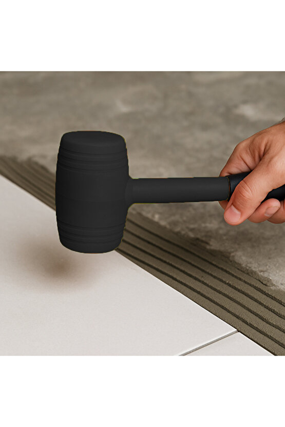 50lik Kauçuk Tokmak Fayansçı Tokmağı Çadır Zemin Sabitleme Çelik Seramik Döşeme Tadilat Siyah Renk
