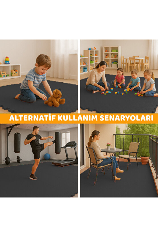 Tatami Zemin Karosu Spor Zemin Çocuk Odası Matı Ses Yalıtımlı Karo Halı Eva Panel Siyah 50 Cm