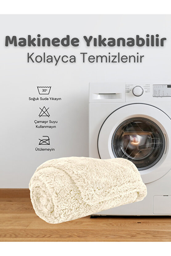 Beylini Kedi Köpek Battaniyesi Premium Peluş Evcil Hayvan Uyku Battaniyesi Yıkanabilir Krem