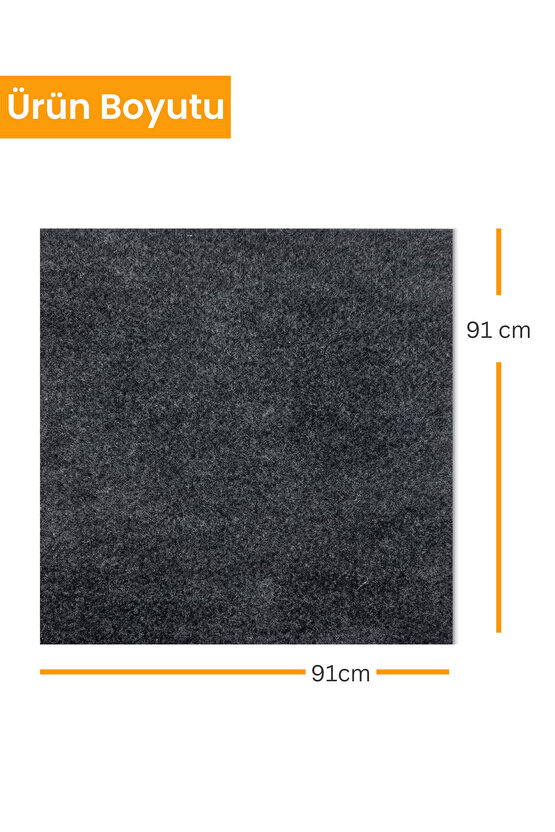 Su Geçirmez Buzdolabı Matı Kaymaz Taban Yıkanabilir Dayanıklı Buzdolabı Altı Halısı Antrasit (91x91)