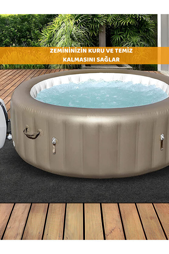 Havuz Altı Halısı Su Geçirmez Yıkanabilir Emici Dayanıklı Koruyucu Havuz Matı Antrasit (183x188)