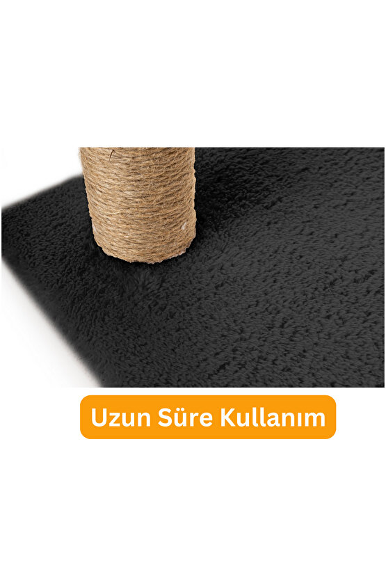Kedi Tırmalama Tahtası Kedi Kaşınma Tahtası Peluş Kumaş Silinebilir Demonte 40cm Yükseklik (Siyah)